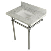 Kingston Brass Templeton 30" x 22" Carrara Marble Vanity Top with Brass Console Legs - KVPB30MBSQ1